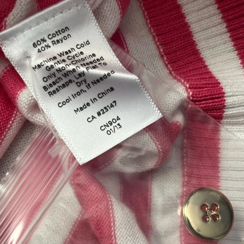 Talbots Pink and White Striped Boatneck Sweater Top - Picture 8 of 9